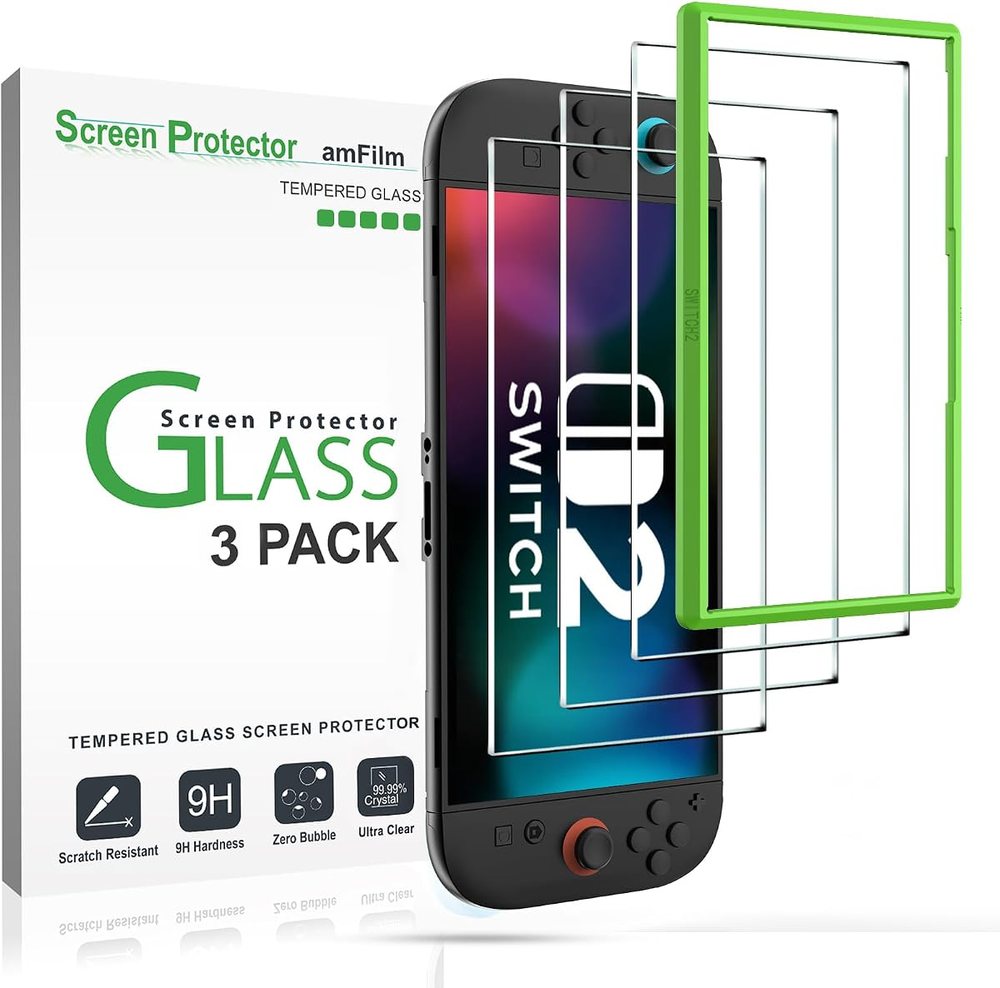 clear tempered glass screen protector for Nintendo Switch 2 by amFilm
