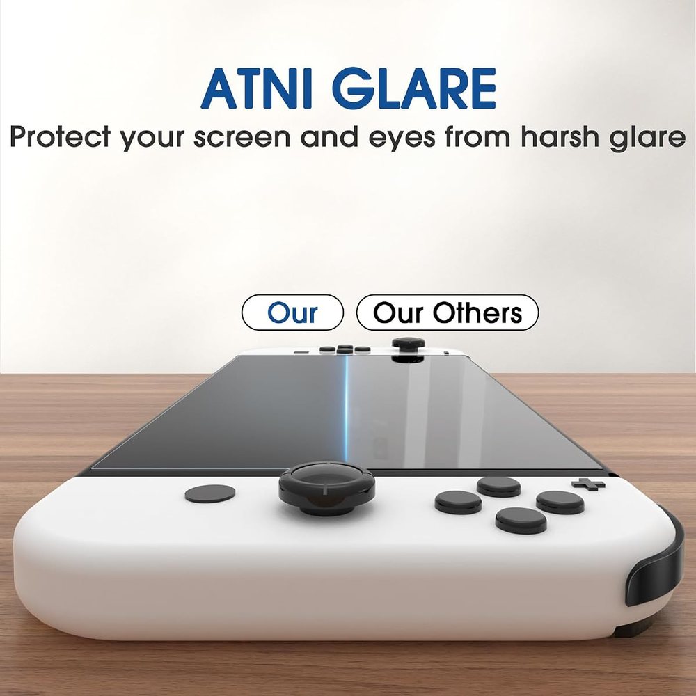 matte anti-glare tempered glass screen protector for Nintendo Switch OLED by amFilm