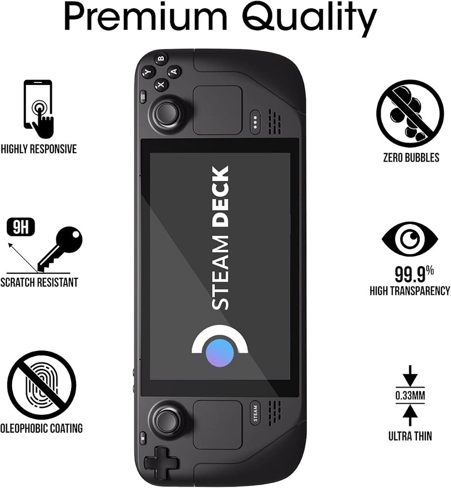 clear tempered glass screen protector for Steam Deck OLED by amFilm